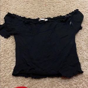 Off the shoulder black textured shirt